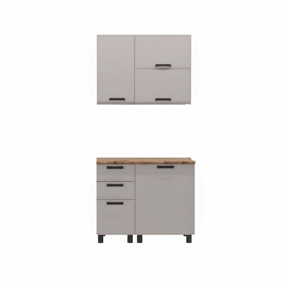 Кухня Аленушка 1м с 3 ящ. Магнолия Кашемир,скоба черный,сонома