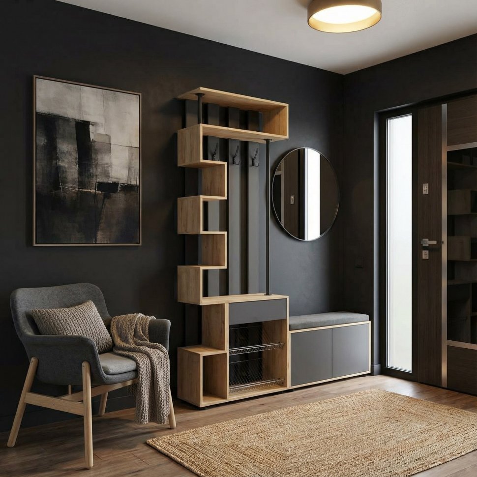 Прихожая мини-лайт МЛ-1 дуб крафт/графит