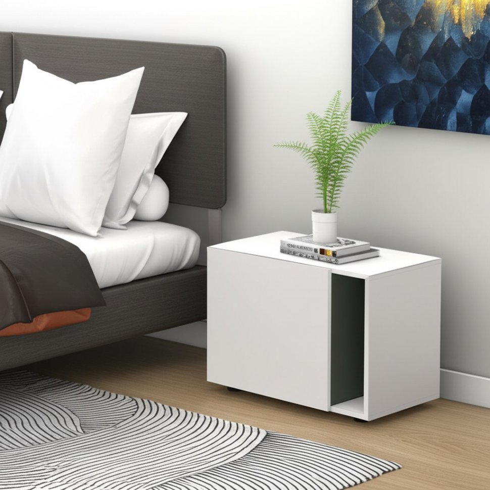 Тумба со створкой Страйк (Арника) Белый текстурный