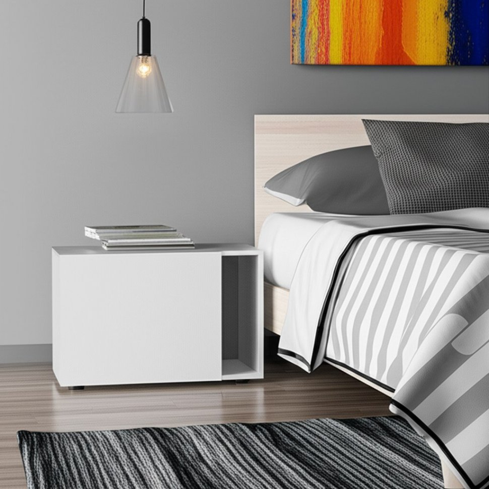 Тумба со створкой Страйк (Арника) Белый текстурный