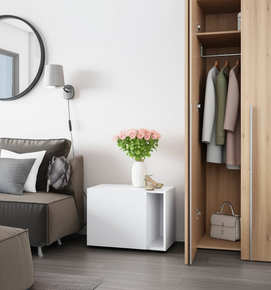 Тумба со створкой Страйк (Арника) Белый текстурный