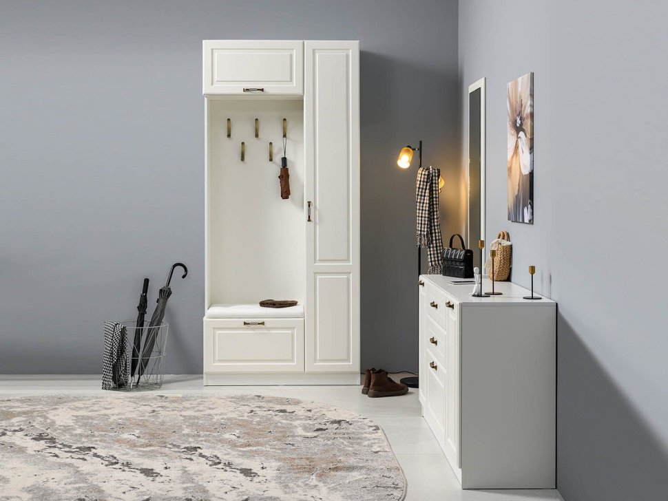 Прихожая Ливерпуль 4 Белый/Ясень ваниль