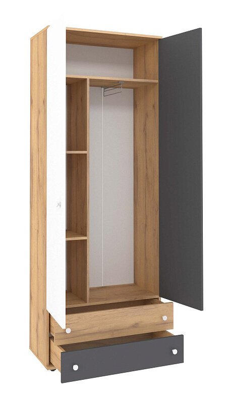 Шкаф для одежды и белья Лойс 92 (Глазов) Белый, Графит