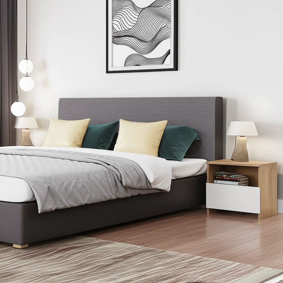 Тумба прикроватная Некст 1, Дуб Золотой, Белый