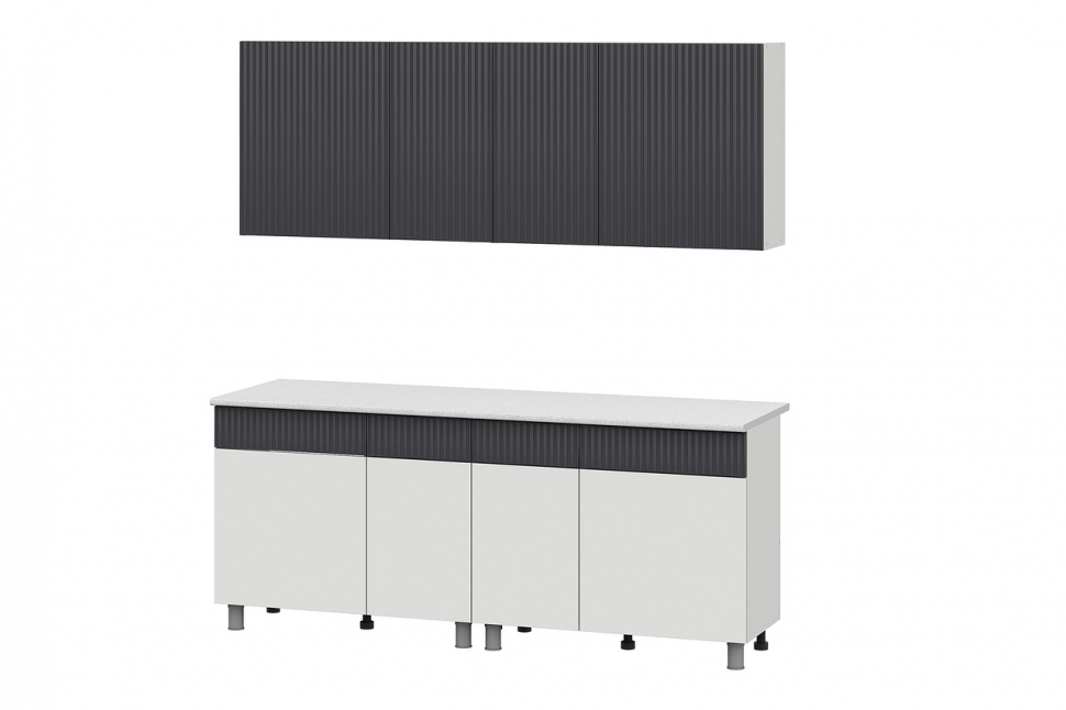 Кухонный гарнитур София 2 м, Белый, Бланж, Графит матовый, Гранит белый