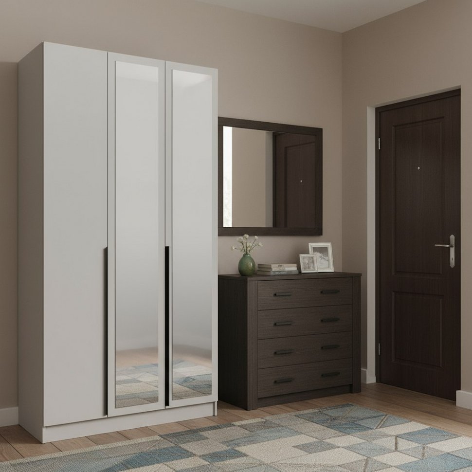 Распашной шкаф с зеркалом Мадрид 1,2, Кашемир