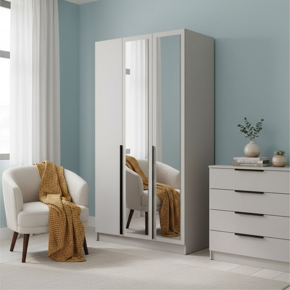 Распашной шкаф с зеркалом Мадрид 1,2, Кашемир