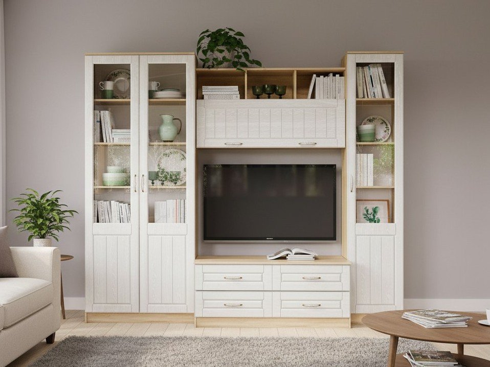 Гостиная Оливия 4 Дуб Сонома/белое дерево