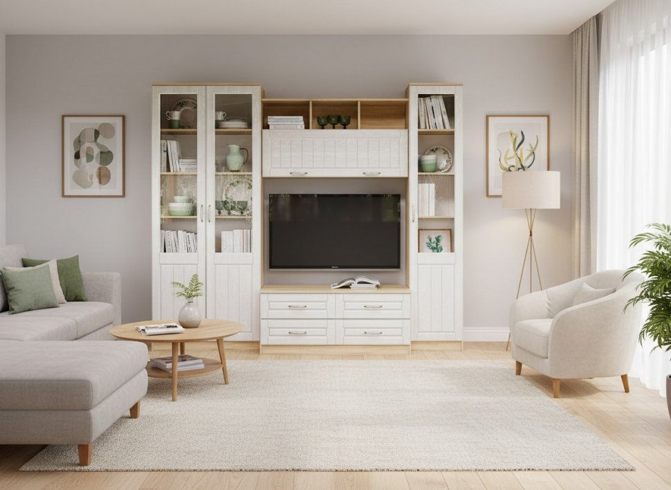 Гостиная Оливия 4 Дуб Сонома/белое дерево