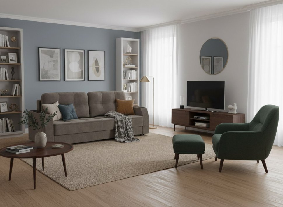 Диван Нью-Йорк 3т Модель 036 / Велюр Вивальди 5