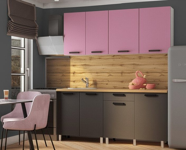 Кухня Осло 2 м, Карбон Сакура, Карбон Вулкан