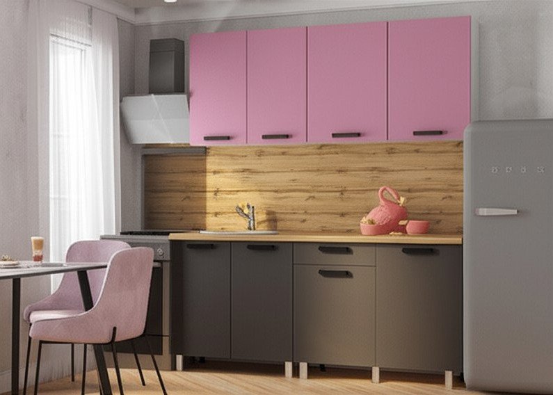 Кухня Осло 2 м, Карбон Сакура, Карбон Вулкан