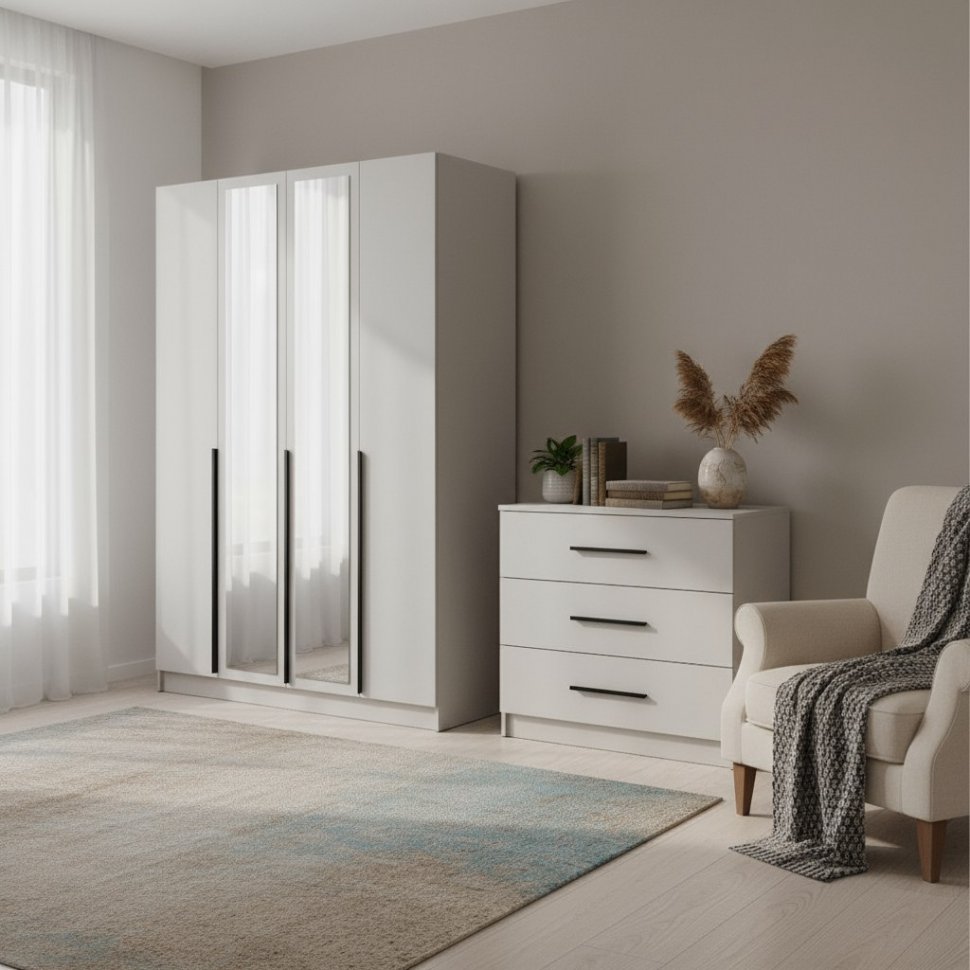 Распашной шкаф с зеркалом Мадрид 1,6, Кашемир