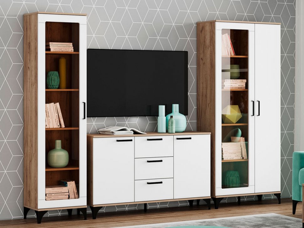 Марсель гостиная комплектация 2 Дуб Крафт табачный/Меренга