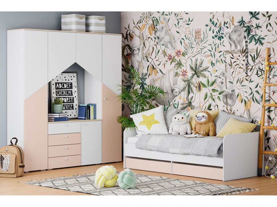 Детская Банни-3 белый/дуб сонома/бисквит