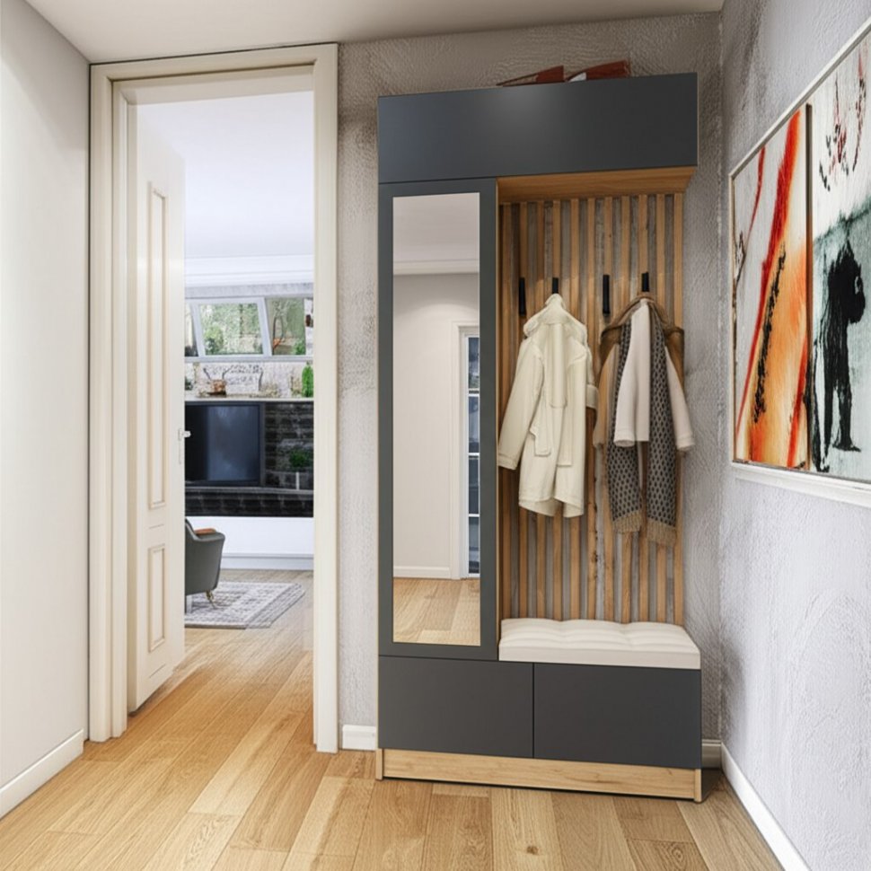 Шкаф с вешалкой Руэлла (ТЭКС) Графит серый