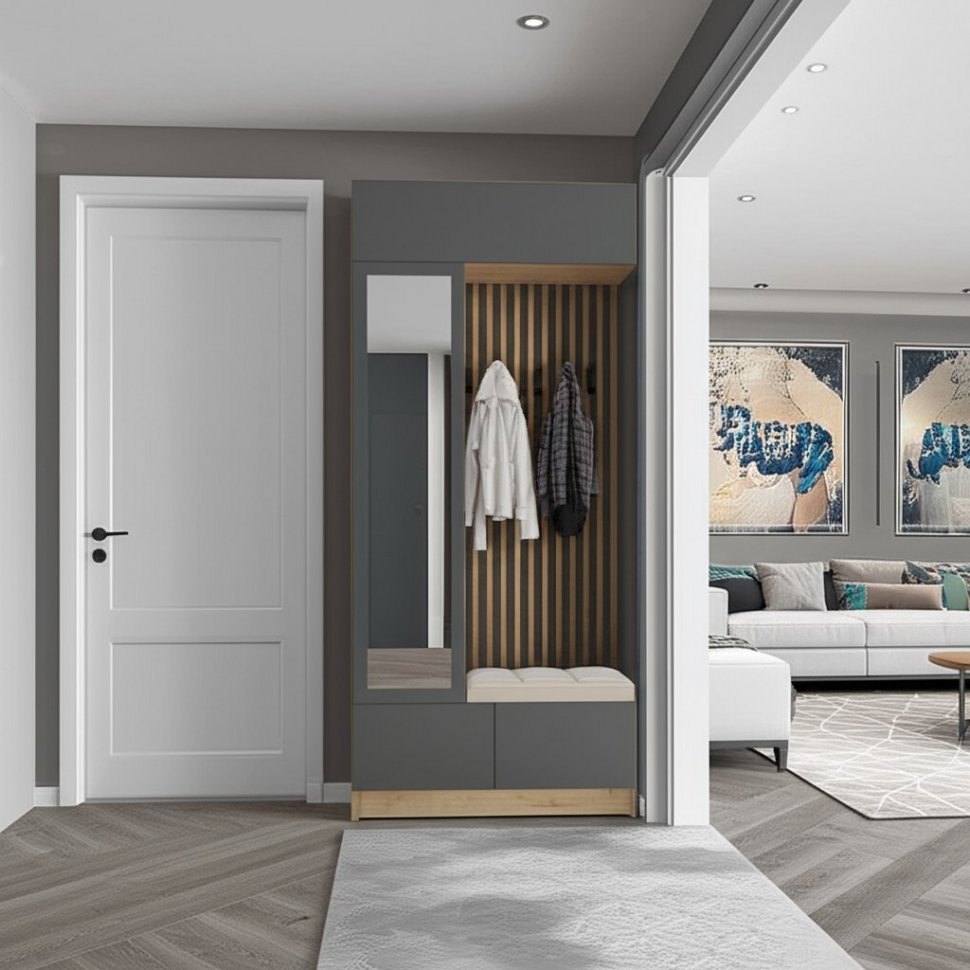 Шкаф с вешалкой Руэлла (ТЭКС) Графит серый