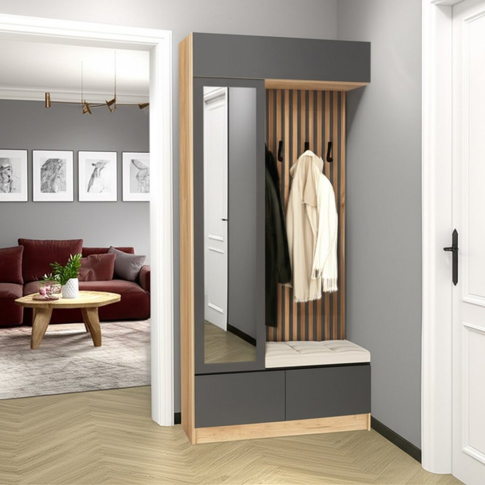 Шкаф с вешалкой Руэлла (ТЭКС) Графит серый