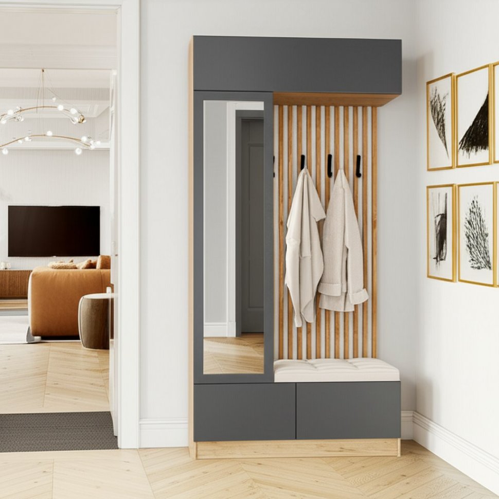 Шкаф с вешалкой Руэлла (ТЭКС) Графит серый