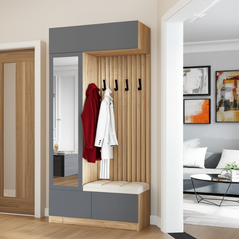 Шкаф с вешалкой Руэлла (ТЭКС) Графит серый