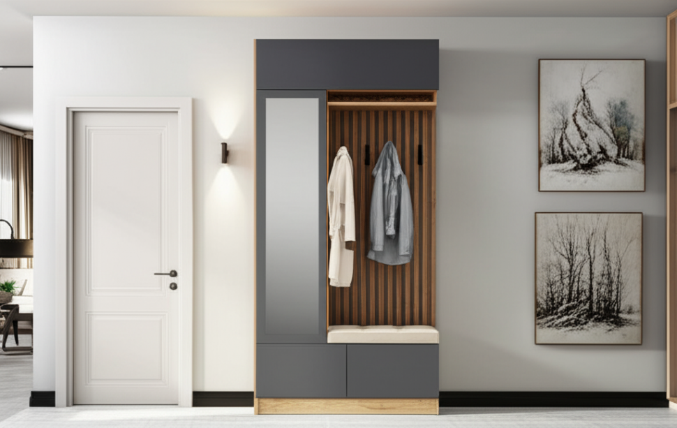 Шкаф с вешалкой Руэлла (ТЭКС) Графит серый