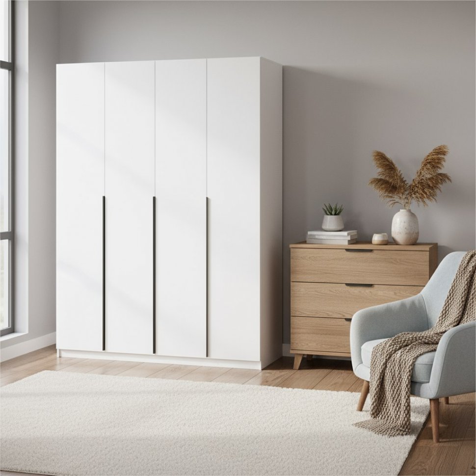 Шкаф распашной с наполнением (13 полок) ШК 5 (1600), Белый