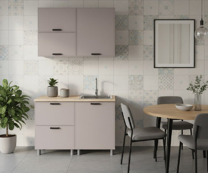 Кухня Аленушка 1,2м с ящ.в 2 Магнолия Кашемир,скоба черный,сонома