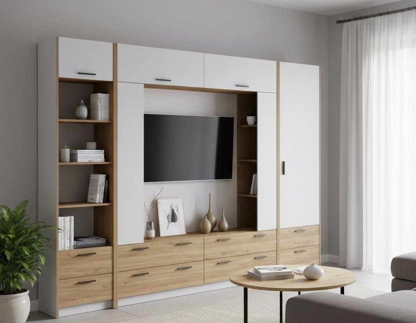 Гостиная Оттавия 1 Белый/Дуб золотой