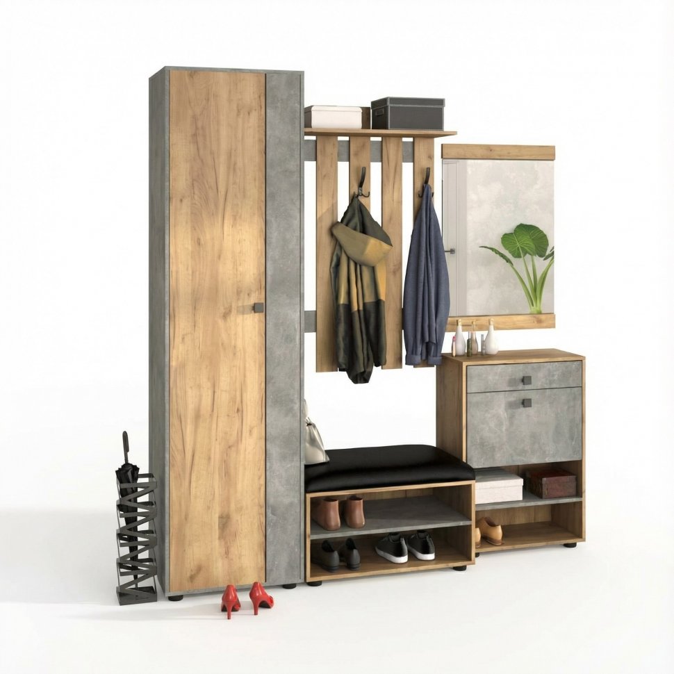 Прихожая мини-лайт компл. 6 дуб крафт/ателье