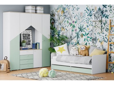 Детская Банни-3 белый/дуб сонома/макарун