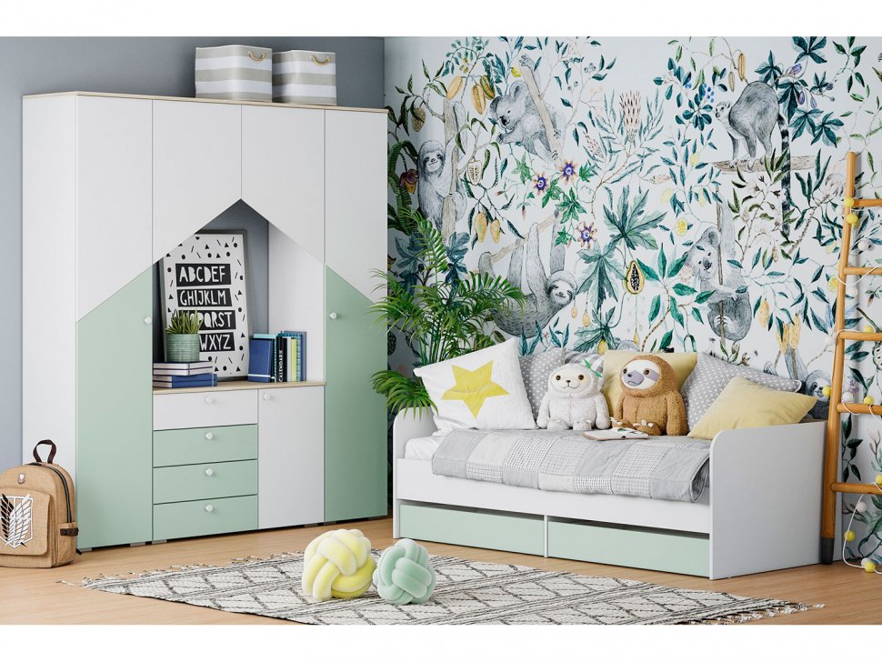 Детская Банни-3 белый/дуб сонома/макарун