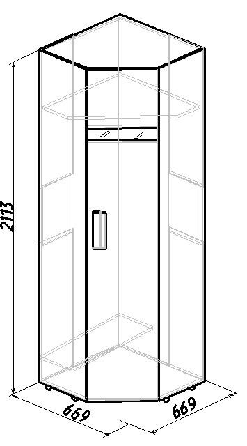 Шкаф угловой 2 Палисандр Hyper (правый) Глазов-мебель