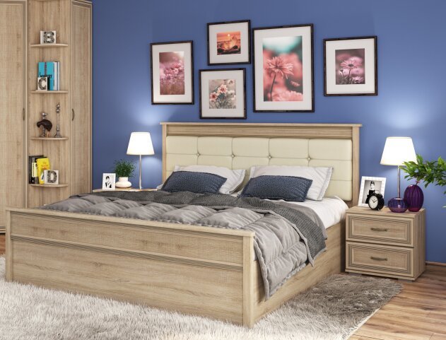 Кровать 160х200 с настилом ЛКР-1 Ливорно (Дуб сонома)