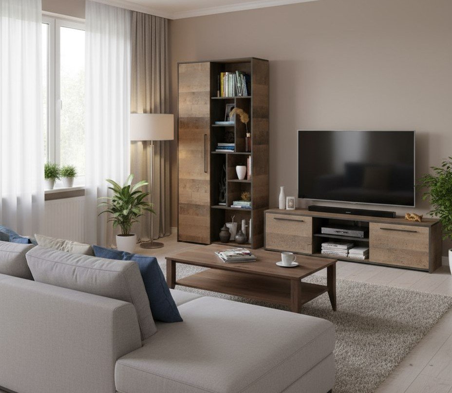 Трувор шкаф-стеллаж 13.206 Дуб Гранж Песочный/Интра