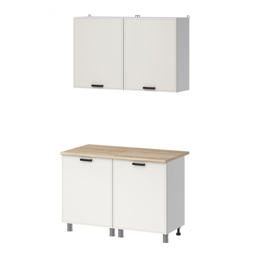 Кухня Аленушка 1,2м Магнолия Молочный,скоба черный,сонома