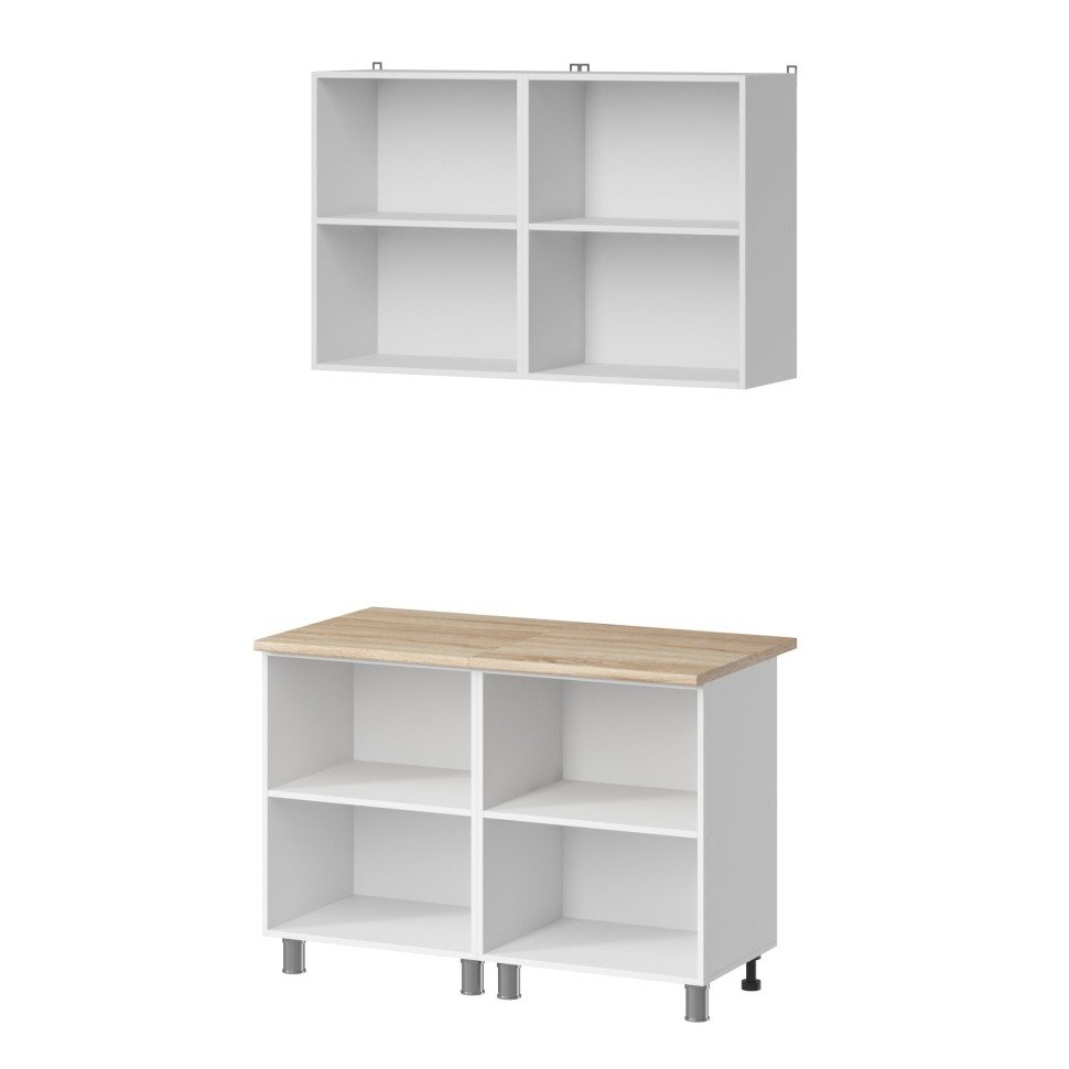 Кухня Аленушка 1,2м Магнолия Молочный,скоба черный,сонома