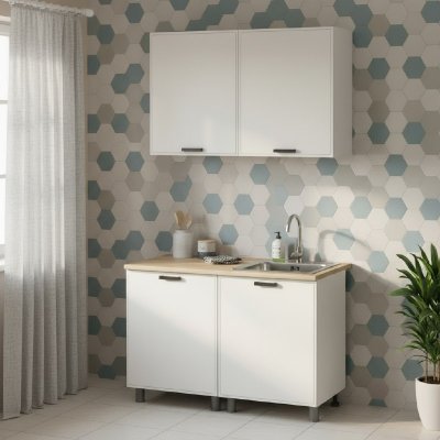 Кухня Аленушка 1,2м Магнолия Молочный,скоба черный,сонома