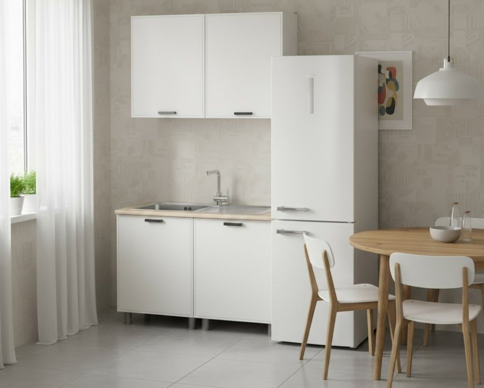 Кухня Аленушка 1,2м Магнолия Молочный,скоба черный,сонома