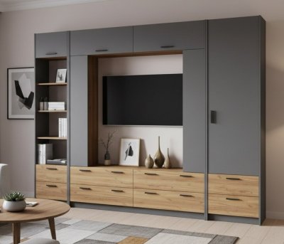 Гостиная Оттавия 1 Антрацит/Дуб золотой