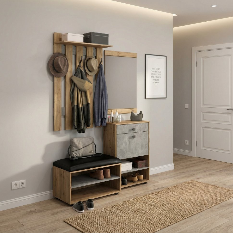 Прихожая мини-лайт компл. 5 дуб крафт/ателье