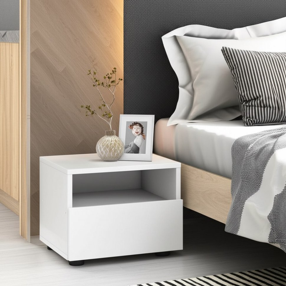 Тумба прикроватная Токио (Арника) Белый текстурный