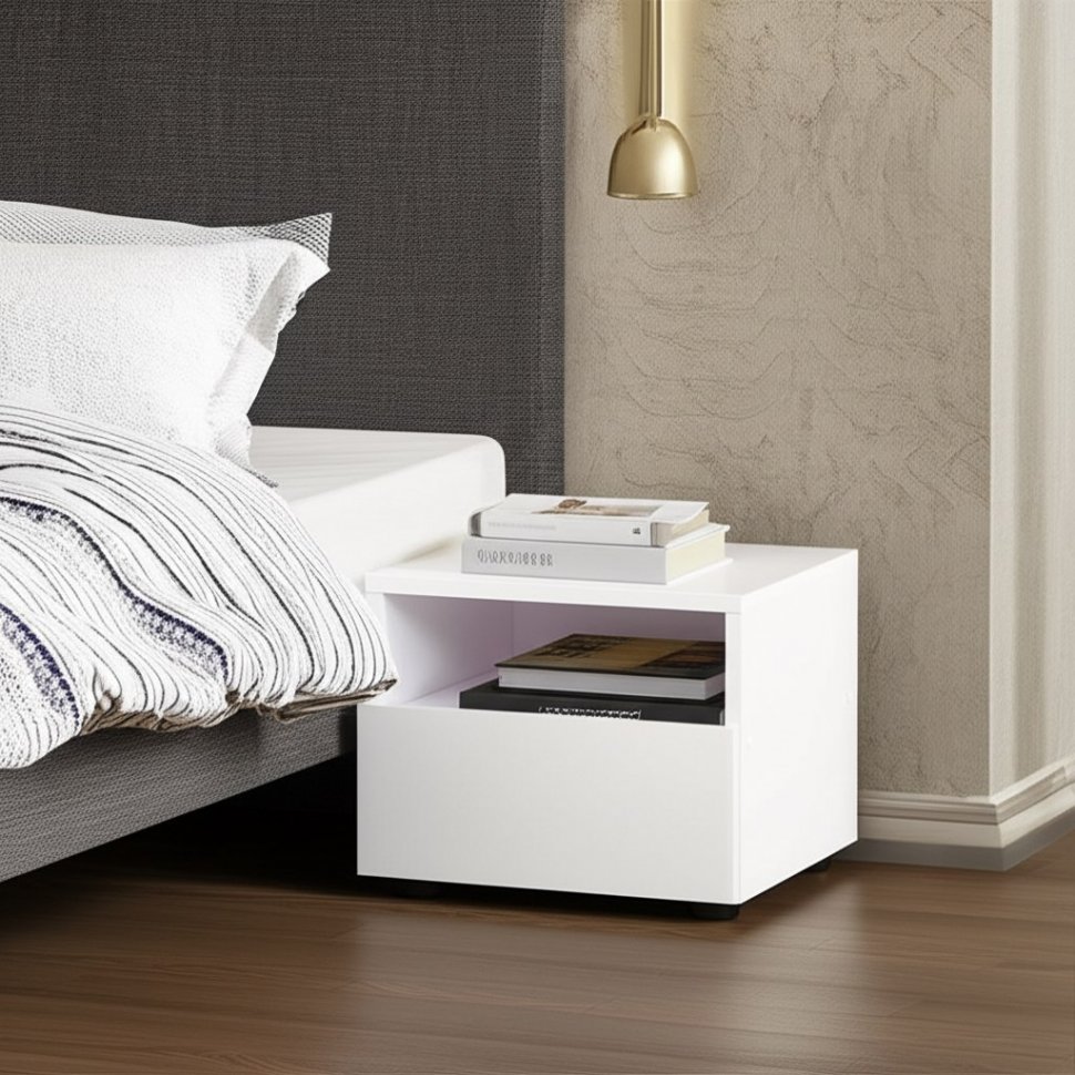 Тумба прикроватная Токио (Арника) Белый текстурный