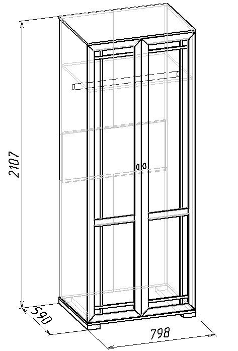 Шкаф двухдверный для одежды Sherlock 12 (Ясень Анкор светлый)