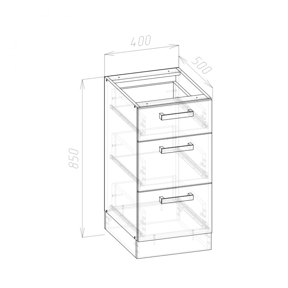 Шкаф кухонный нижний с ящиками Варя 400 4НБЗ (Крафт золотой)