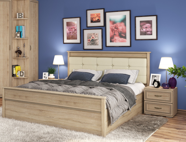 Кровать 140х200 с настилом ЛКР-1 Ливорно (Дуб сонома)