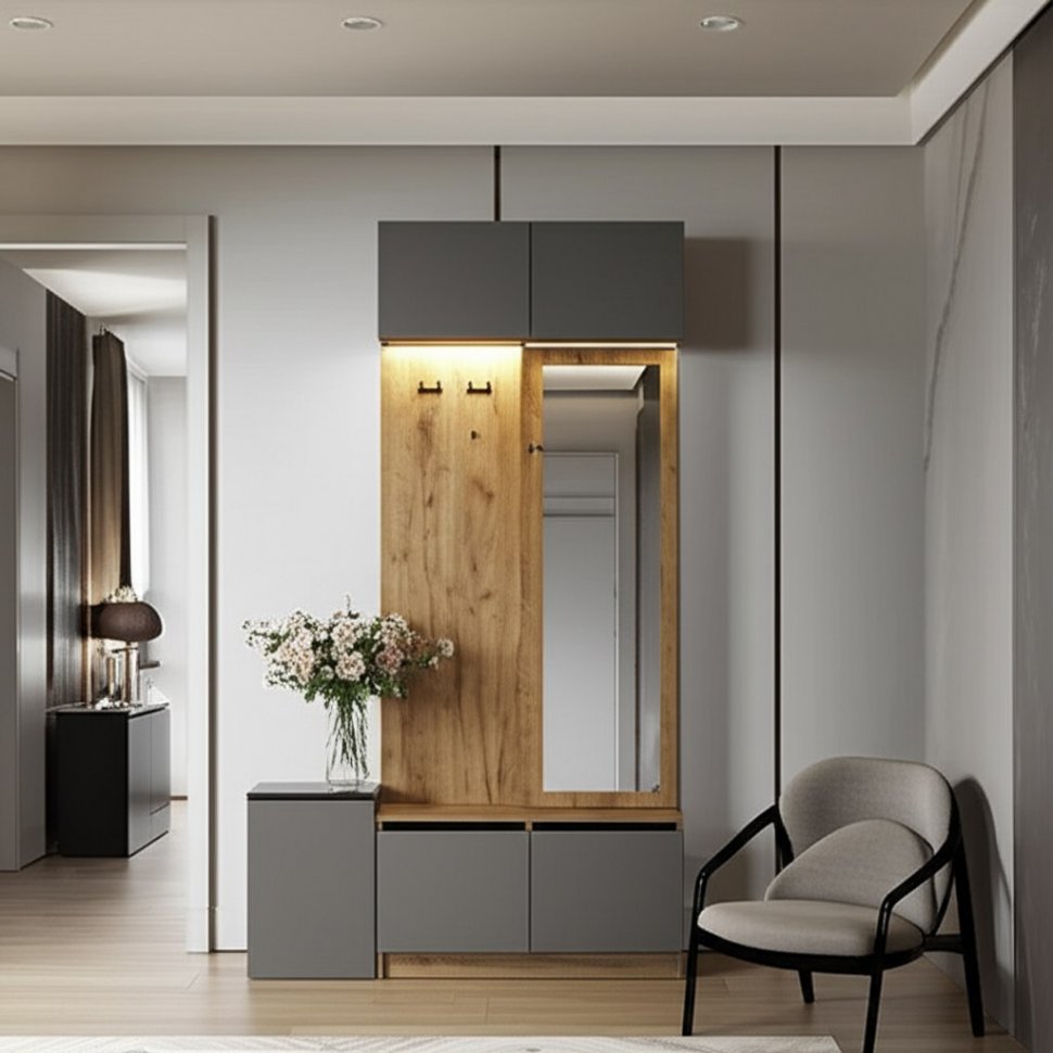 Вешалка с зеркалом "Авиньон", Графит