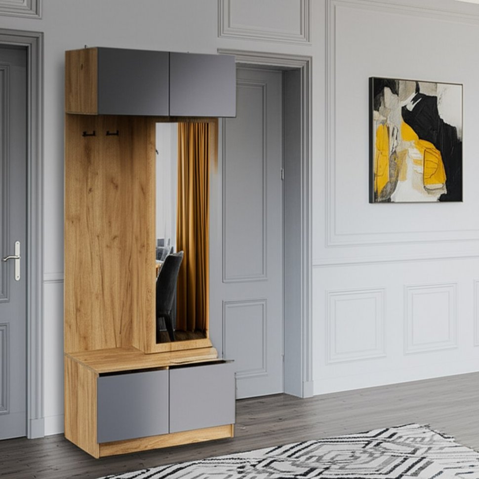 Вешалка с зеркалом "Авиньон", Графит