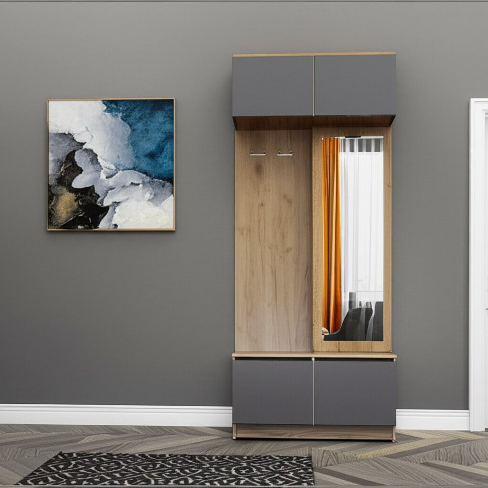 Вешалка с зеркалом "Авиньон", Графит