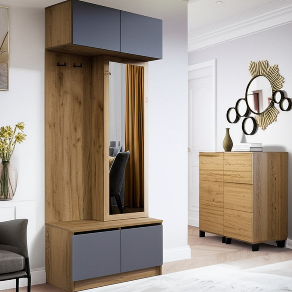 Вешалка с зеркалом "Авиньон", Графит