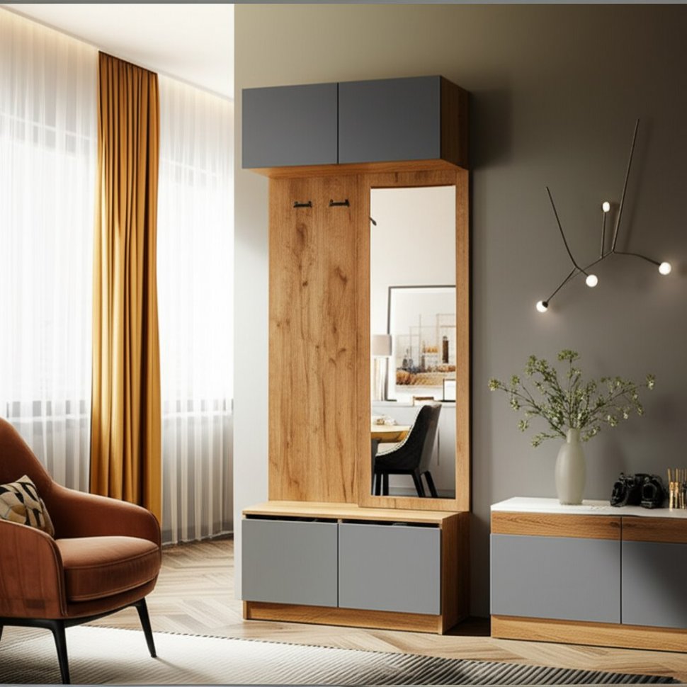 Вешалка с зеркалом "Авиньон", Графит